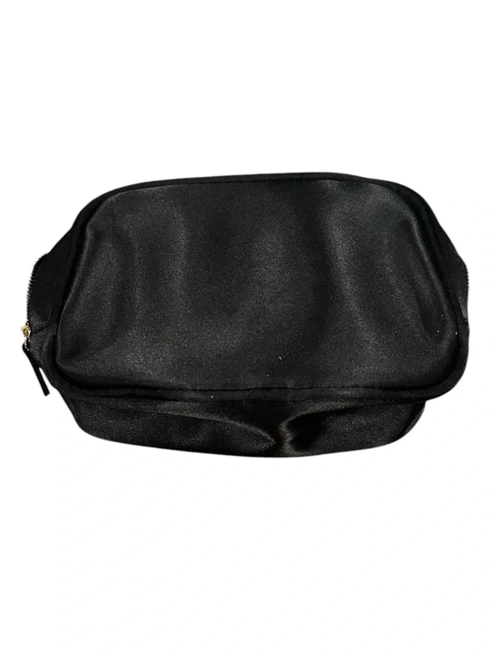 Dolce & Gabbana Black Satin Toiletry Cosmetic Makeup Bag with Gold Logo Plate
